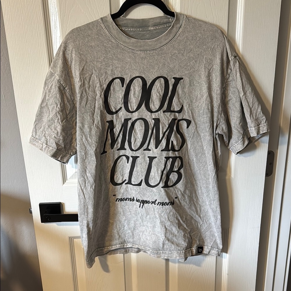 Gray Short Sleeve Tee with Bold Text